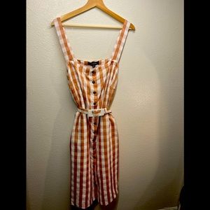 Plaid salmon and cream sundress, (size 2x)